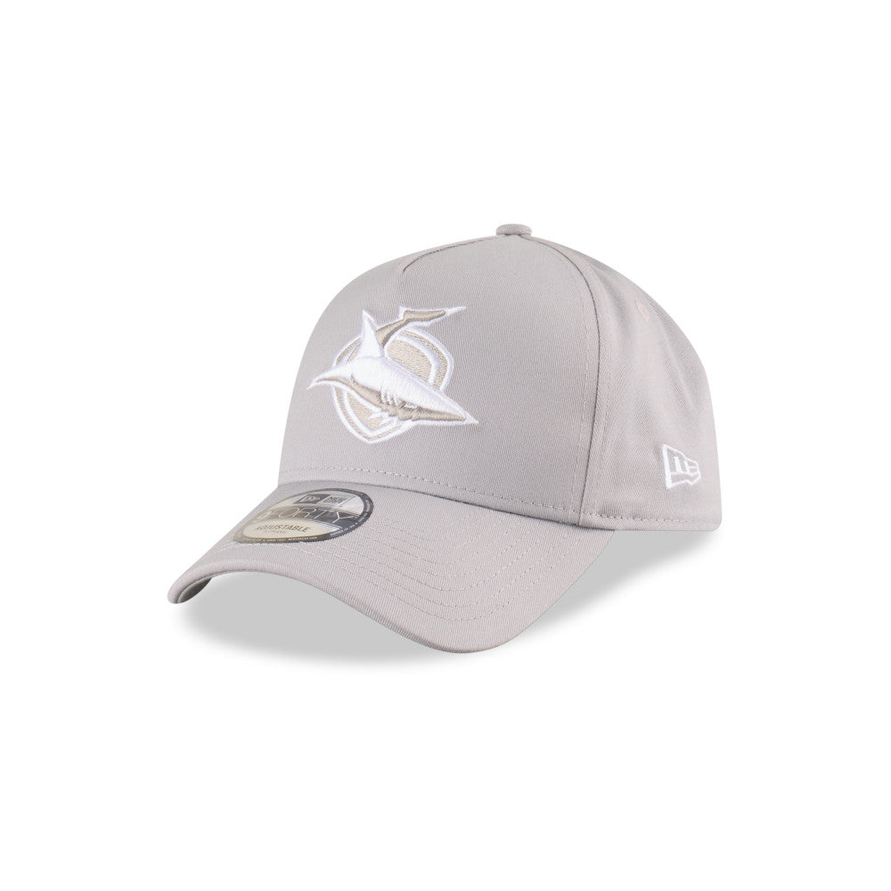 Cronulla-Sutherland Sharks Hat - 2025 Grey White 9Forty A-Frame NRL Snapback Cap - New Era